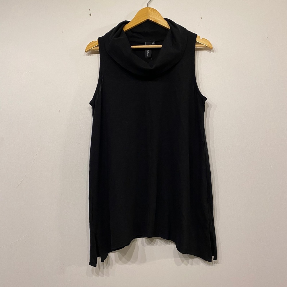 Focus Casual Life Jacquelin Cowl Neck Top Black Cotton Sleeveless Tunic Small